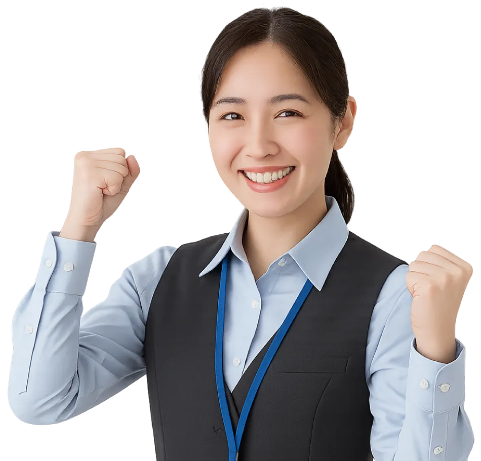 ホームページ制作をサポートする笑顔の女性スタッフ